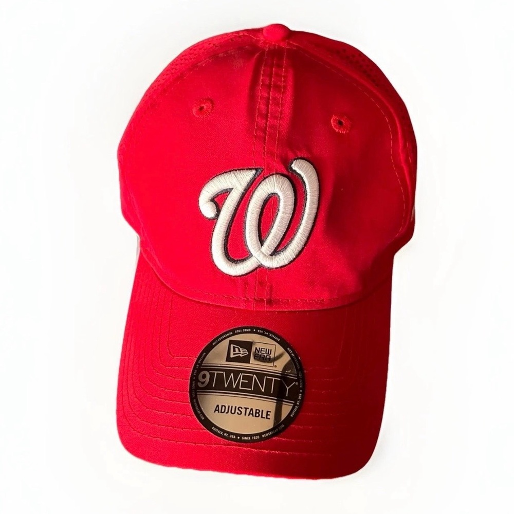 New Era Washington Nationals Hat 9TWENTY Adjustable Red MLB Relaxed Fit Perf Piv